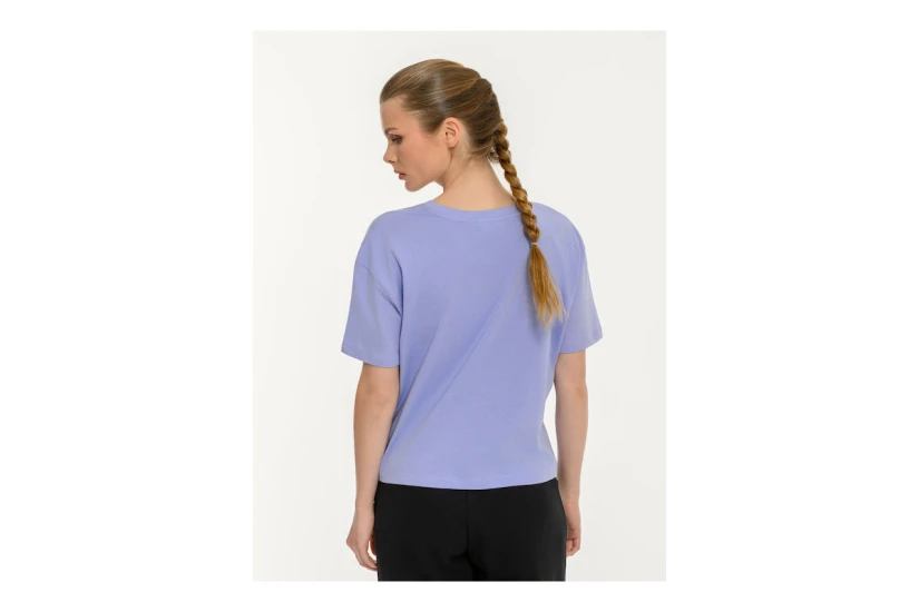 Body Talk Γυναικείο Κοντομάνικο Cropped T-Shirt Λιλά