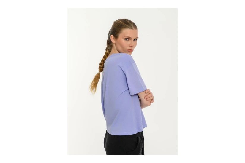 Body Talk Γυναικείο Κοντομάνικο Cropped T-Shirt Λιλά