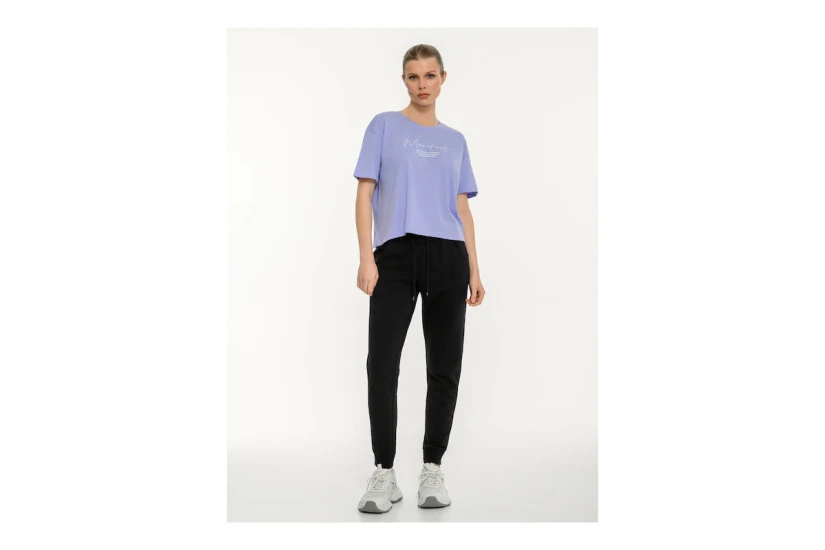 Body Talk Γυναικείο Κοντομάνικο Cropped T-Shirt Λιλά