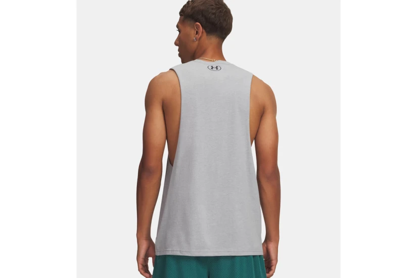 Under Armour Left Chest Cut - Off Ανδρική Αμάνικη Μπλούζα Γκρι