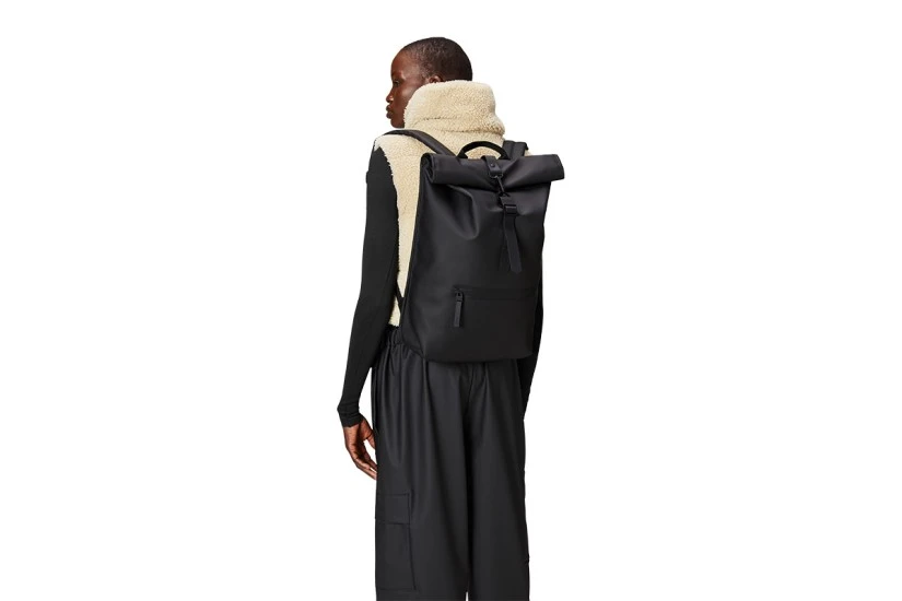 Rains Rolltop Rucksack Casual Σακίδιο Πλάτης Μαύρο 17L 
