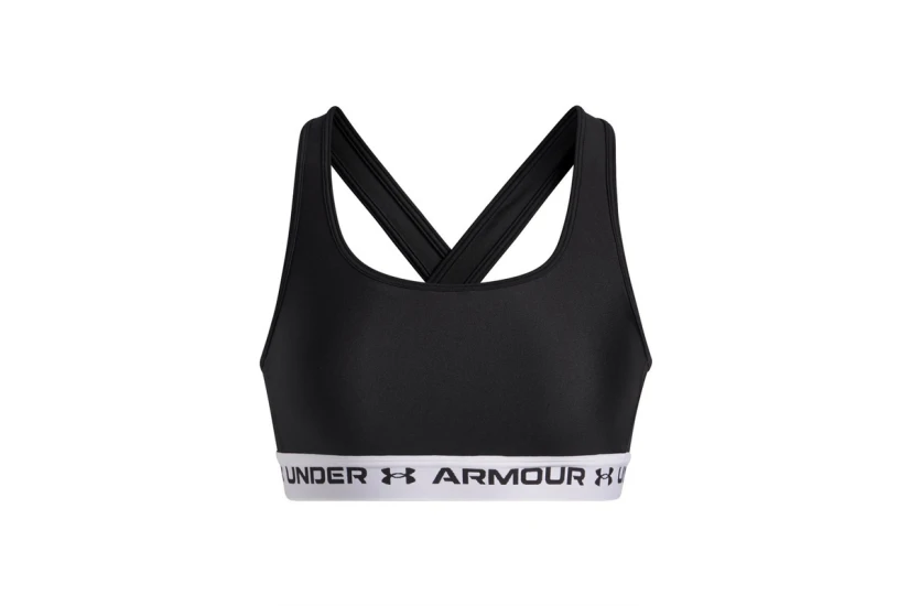 Under Armour Crossback Medium Γυναικείο Μπουστάκι Μαύρο, Λευκό