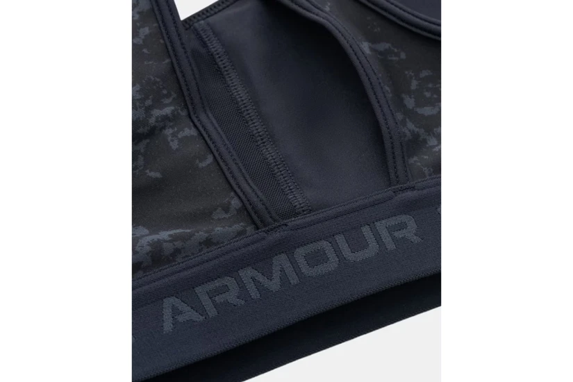 Under Armour Crossback Mid Print Γυναικείο Μπουστάκι Μαύρο, Ανθρακί