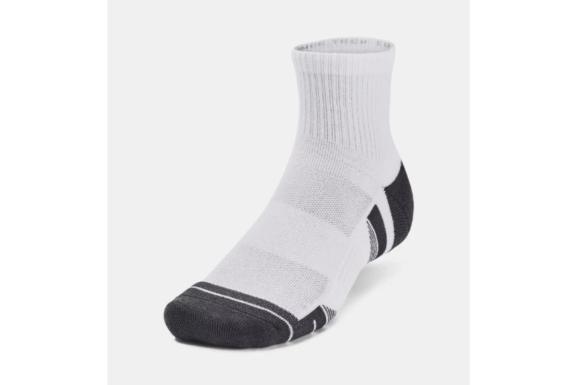 Under Armour Performance Tech Κάλτσες Πάνω από τον Αστράγαλο Λευκές, Γκρι Σκούρο 3 Ζευγάρια