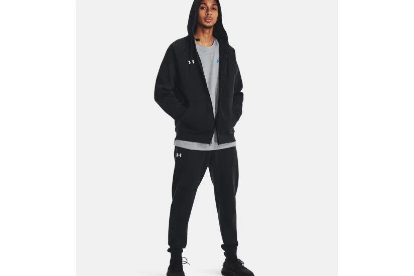 Under Armour Rival Fleece Ανδρική Βαμβακερή Ζακέτα με Κουκούλα Μαύρη
