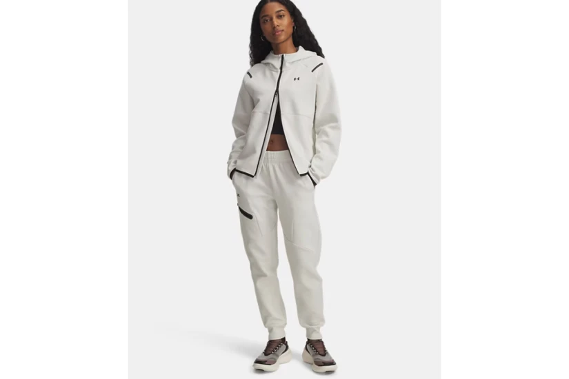 Under Armour Unstoppable Fleece Γυναικείο Παντελόνι Φόρμας Εκρού