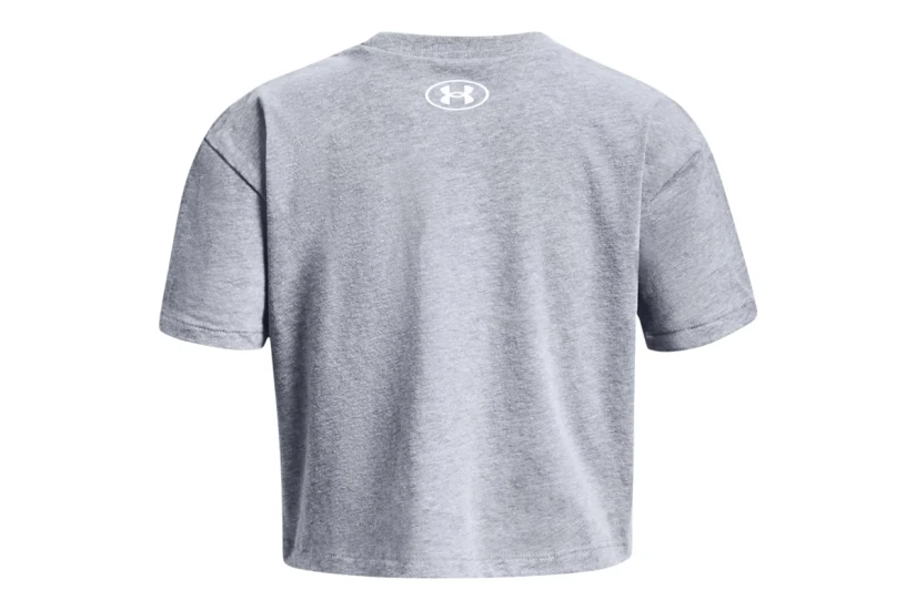 Under Armour Sportstyle Logo Κοντομάνικη Crop Top Μπλούζα Γκρι
