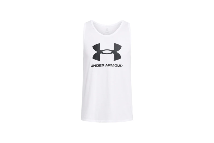 Under Armour Sportstyle Logo Ανδρική Αμάνικη Μπλούζα Λευκή