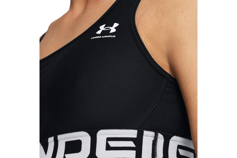 Under Armour Heatgear Mid Branded Γυναικείο Μπουστάκι Μαύρο
