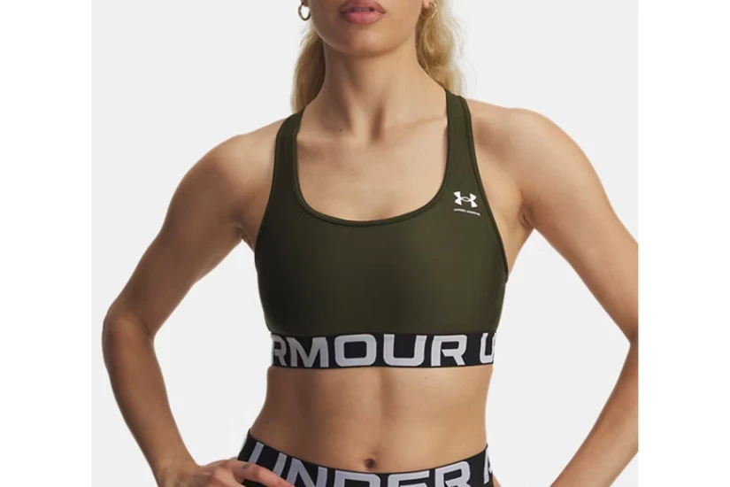 Under Armour Heatgear Mid Branded Γυναικείο Μπουστάκι Χακί