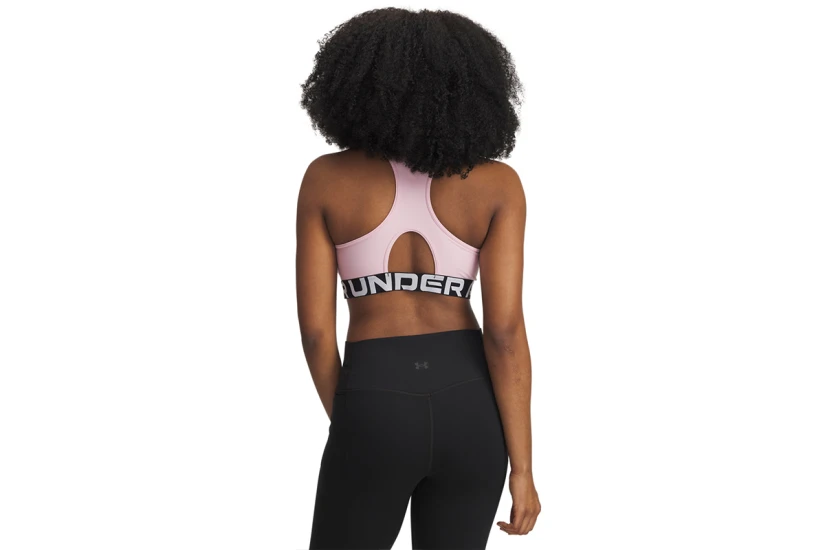 Under Armour Heatgear Mid Branded Γυναικείο Μπουστάκι Ροζ