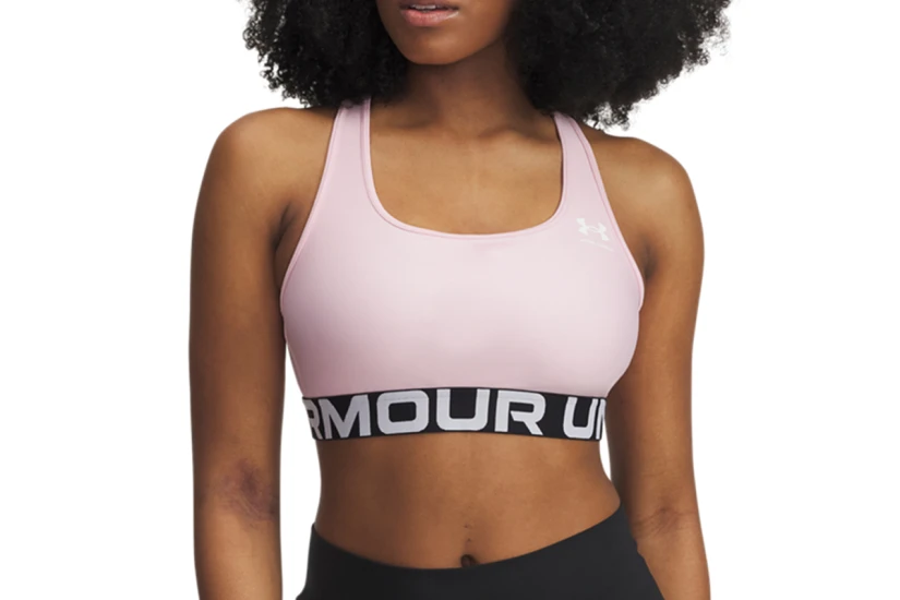 Under Armour Heatgear Mid Branded Γυναικείο Μπουστάκι Ροζ
