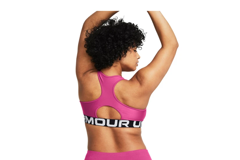 Under Armour Heatgear Mid Branded Γυναικείο Μπουστάκι Φούξια