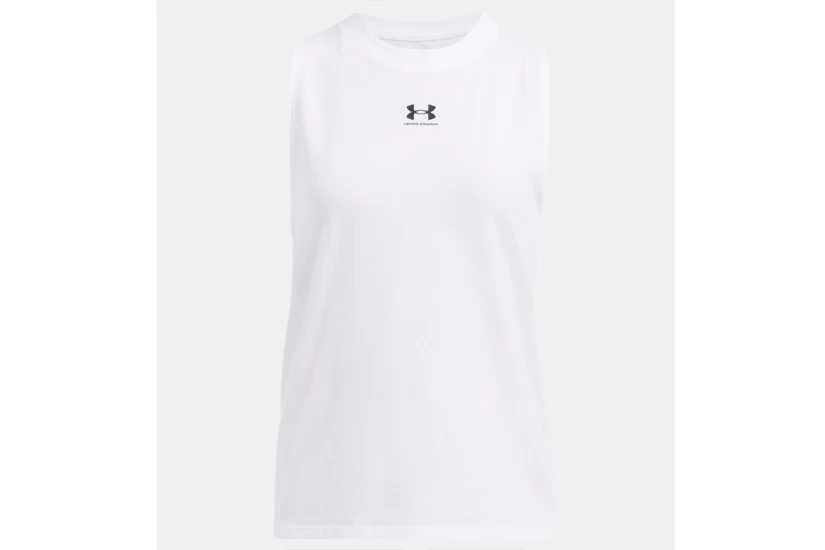 Under Armour Rival Muscle Γυναικεία Αμάνικη Μπλούζα Λευκή