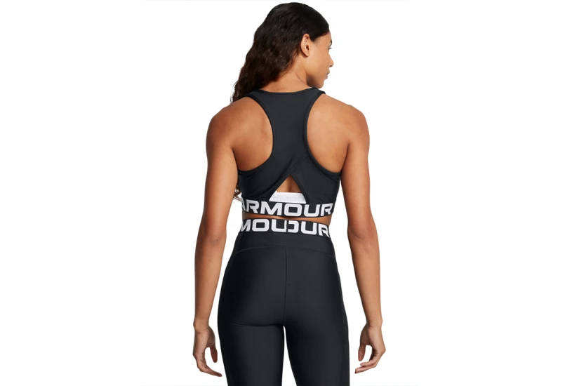 Under Armour Heatgear Rib Γυναικεία Αμάνικη Crop Top Μπλούζα Μαύρη