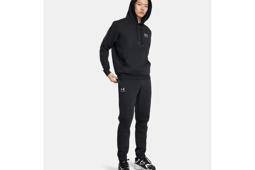 Under Armour Icon Fleece Taping Ανδρικό Παντελόνι Φόρμας Μαύρο