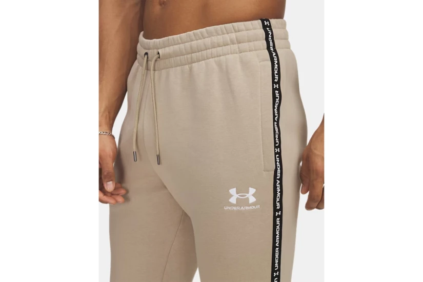 Under Armour Icon Fleece Taping Ανδρικό Παντελόνι Φόρμας Μπεζ