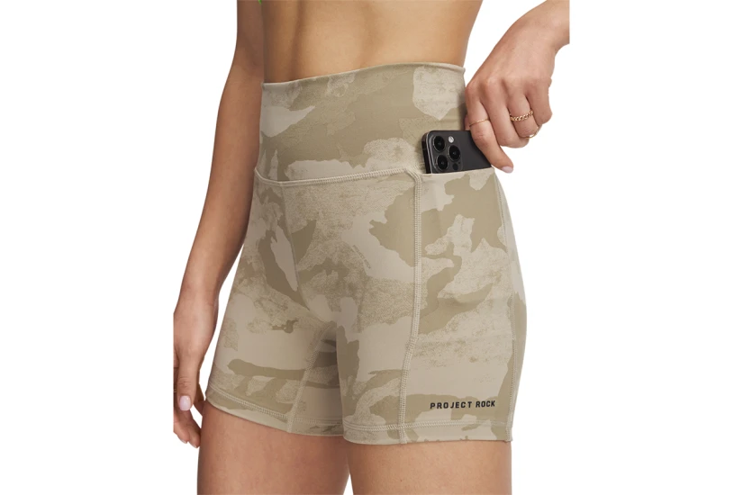 Under Armour Project Rock Middy Γυναικείο Κοντό Κολάν Μπεζ