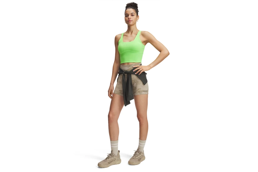 Under Armour Project Rock Middy Γυναικείο Κοντό Κολάν Μπεζ
