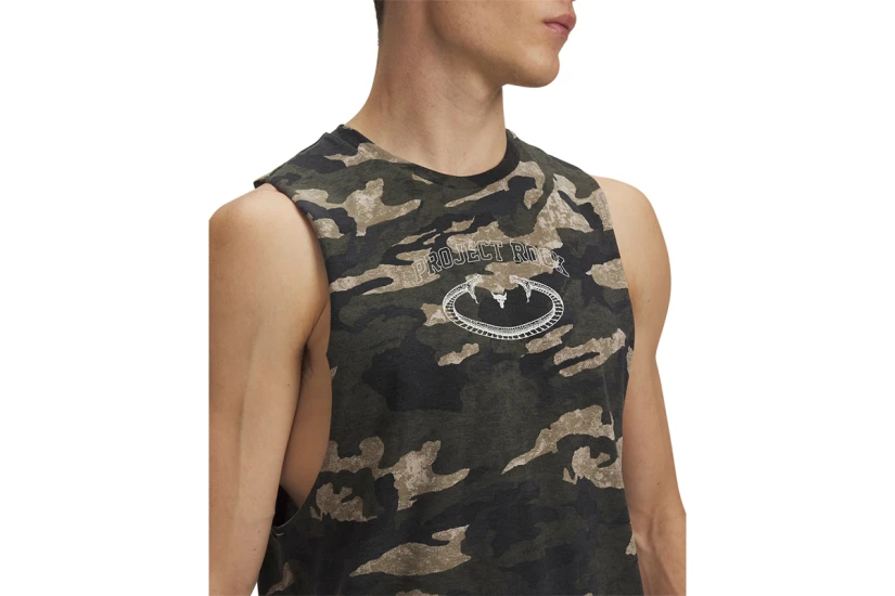 Under Armour Project Rock Camo Ανδρική Αμάνικη Μπλούζα Χακί, Μπεζ