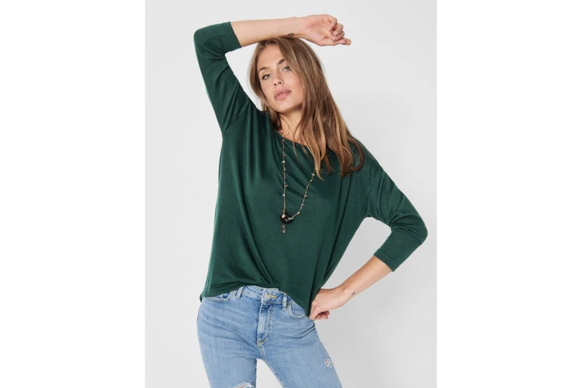 Only Onlelcos 4-5 Solid Top Jrs Μπλούζα Με Λαιμόκοψη (15124402 GREEN GABLES)