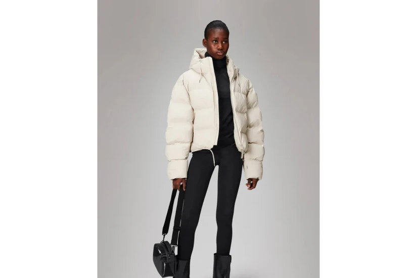 Rains Alta Short Γυναικείο Puffer Μπουφάν με Κουκούλα Μπεζ