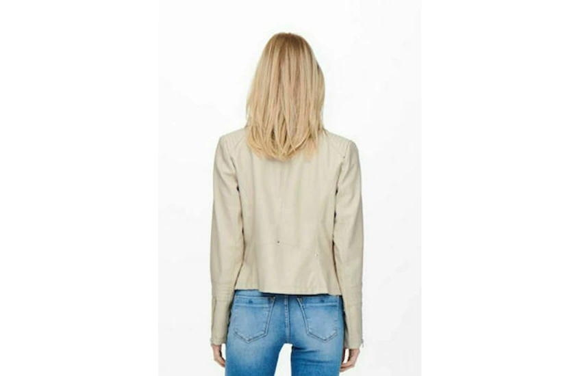 Only Onlgemma Faux Leather Biker Otw Μπουφάν Δερματίνη Γυναικείο (15153079 SILVER LINING)