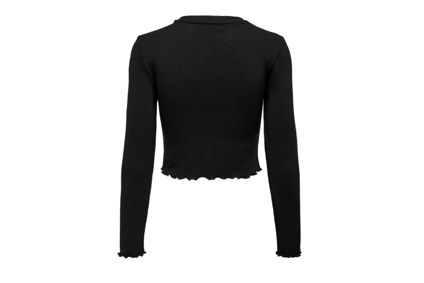 Only Onlkitty L-S Top Cropped Jrs Μπλούζα Με Λαιμόκοψη (15210610 BLACK)