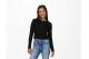 Only Onlkitty L-S Top Cropped Jrs Μπλούζα Με Λαιμόκοψη (15210610 BLACK)