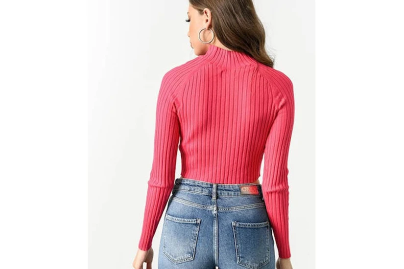Only Onlella L-S Cropped Pullover Knt Crop Top Μακρυμάνικο (15237835 PINK FLAMBE)
