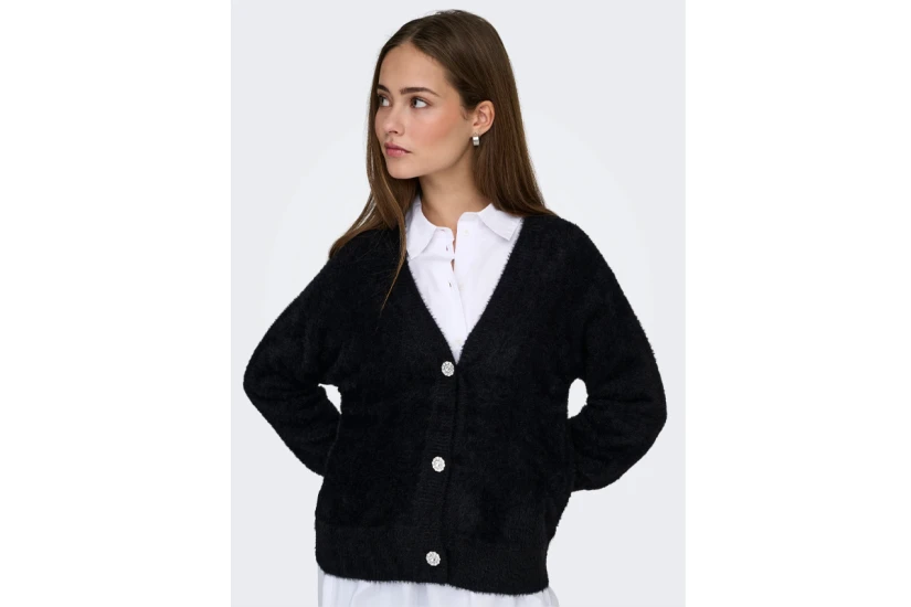 Only Ella Knitted Γυναικεία Πλεκτή Ζακέτα Μαύρη