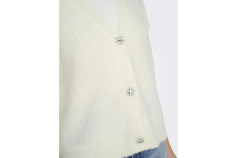 Only Ella Knitted Γυναικεία Πλεκτή Ζακέτα Εκρού