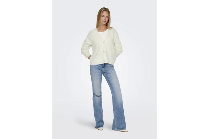 Only Ella Knitted Γυναικεία Πλεκτή Ζακέτα Εκρού