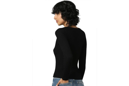 Only Aisley L-S Peek -A-Bo Μπλούζα Πλεκτή Γυναικεία (15268186 BLACK)