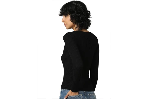 Only Aisley L-S Peek -A-Bo Μπλούζα Πλεκτή Γυναικεία (15268186 BLACK)