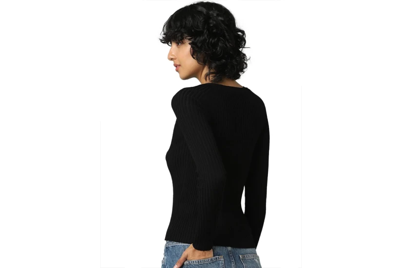 Only Aisley L-S Peek -A-Bo Μπλούζα Πλεκτή Γυναικεία (15268186 BLACK)