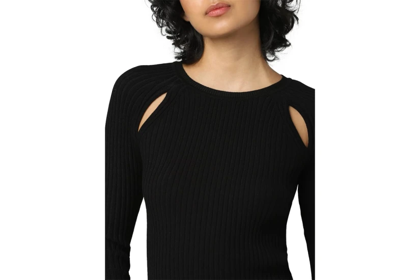 Only Aisley L-S Peek -A-Bo Μπλούζα Πλεκτή Γυναικεία (15268186 BLACK)