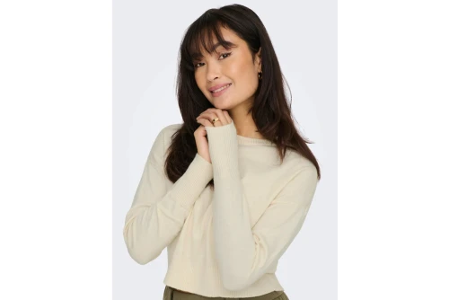 Only Onlibi Ls Crop O-Neck Cc Knt Μπλούζα Πλεκτή (15279934 WHITECAP GREY-MELANGE)