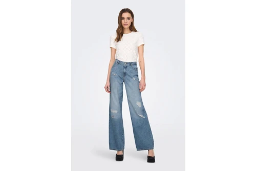 Only Onlchris Reg Low Wide Dest Dnm Παντελόνι Τζιν Γυναικείο (15281469 MEDIUM BLUE DENIM)