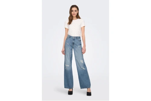 Only Onlchris Reg Low Wide Dest Dnm Παντελόνι Τζιν Γυναικείο (15281469 MEDIUM BLUE DENIM)