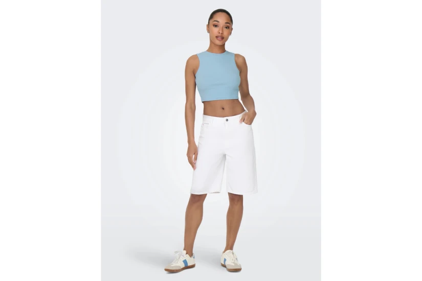 Only Γυναικείο Αμάνικο Crop Top Γαλάζιο