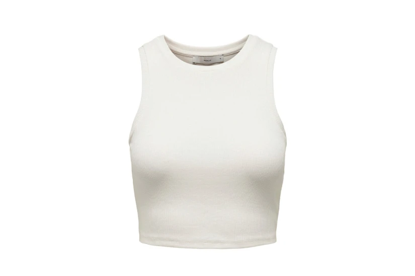 Only Γυναικείο Αμάνικο Crop Top Εκρού