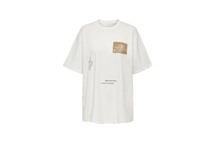 Only Onlluna S-S Print Top Box Jrs T-Shirt Γυναικείο (15286655 CLOUD DANCER-MAGIC)