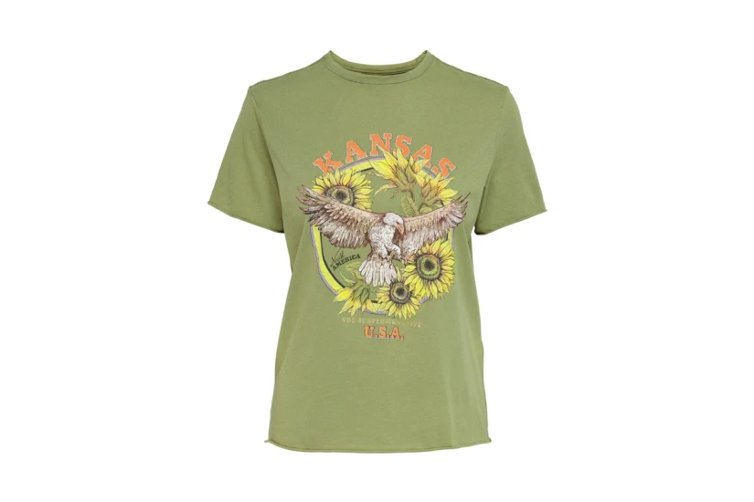 Only Onllucy Γυναικείο Κοντομάνικο T-Shirt Λαδί, Κίτρινο, Πορτοκαλί, Γκρι