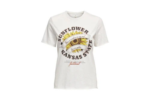 Only Onllucy Reg S-S Sunflower Top Box Jrs T-Shirt Γυναικείο (15286708 CLOUD DANCER)
