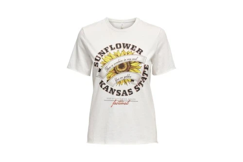 Only Onllucy Reg S-S Sunflower Top Box Jrs T-Shirt Γυναικείο (15286708 CLOUD DANCER)