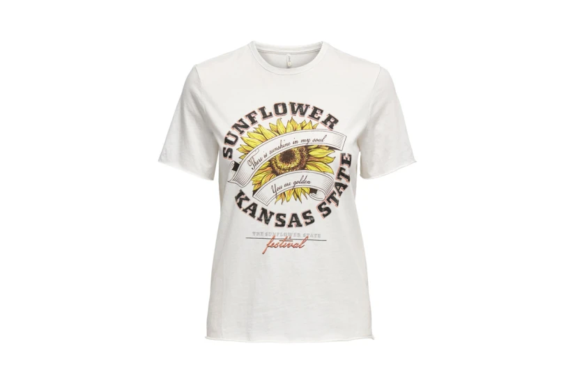 Only Onllucy Sunflower Γυναικείο Κοντομάνικο T-Shirt Λευκό, Κίτρινο