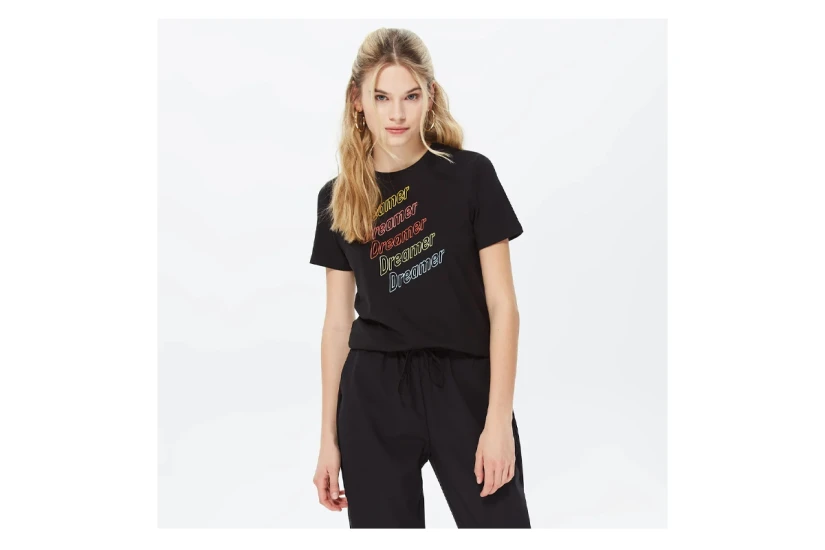 Only Onlcora Reg S-S Word Top Box Jrs T-Shirt Γυναικείο (15286729 BLACK-DREAMER)