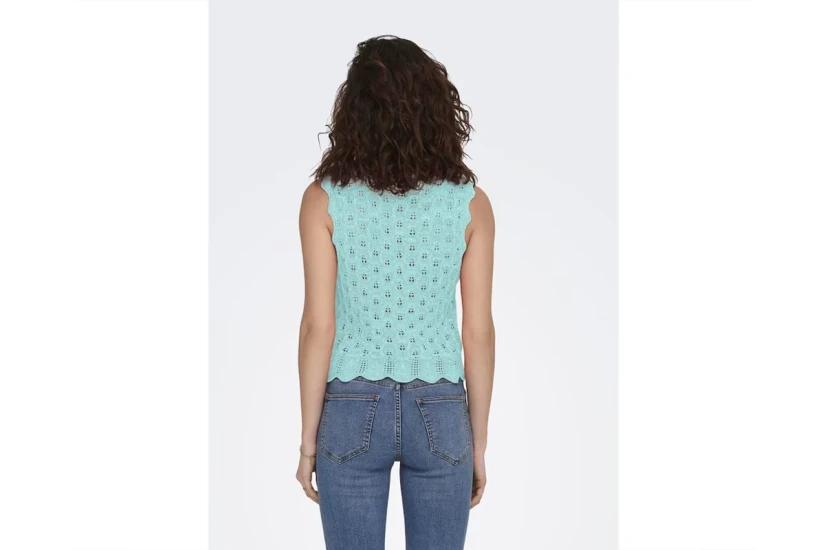 Only Luna Life O-Neck Γυναικεία Πλεκτή Αμάνικη Μπλούζα Γαλάζια