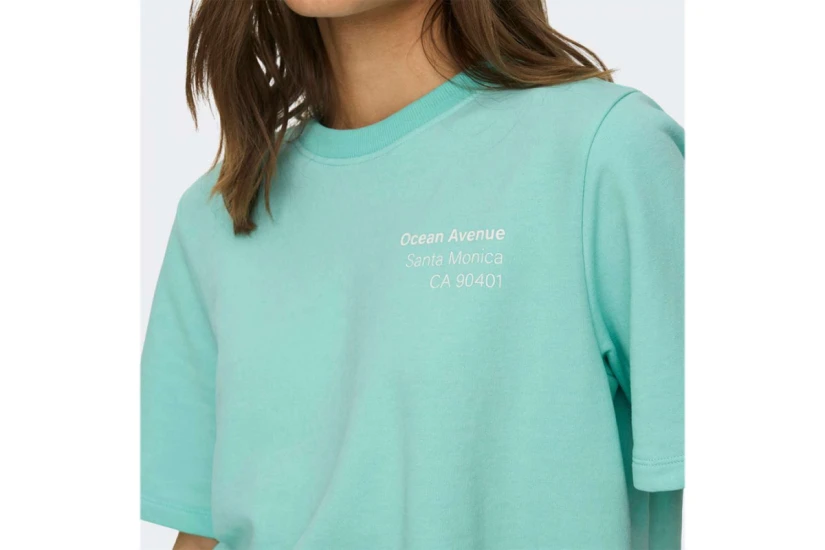 Only Onlsasja Γυναικείο Κοντομάνικο Crop Top Τυρκουάζ